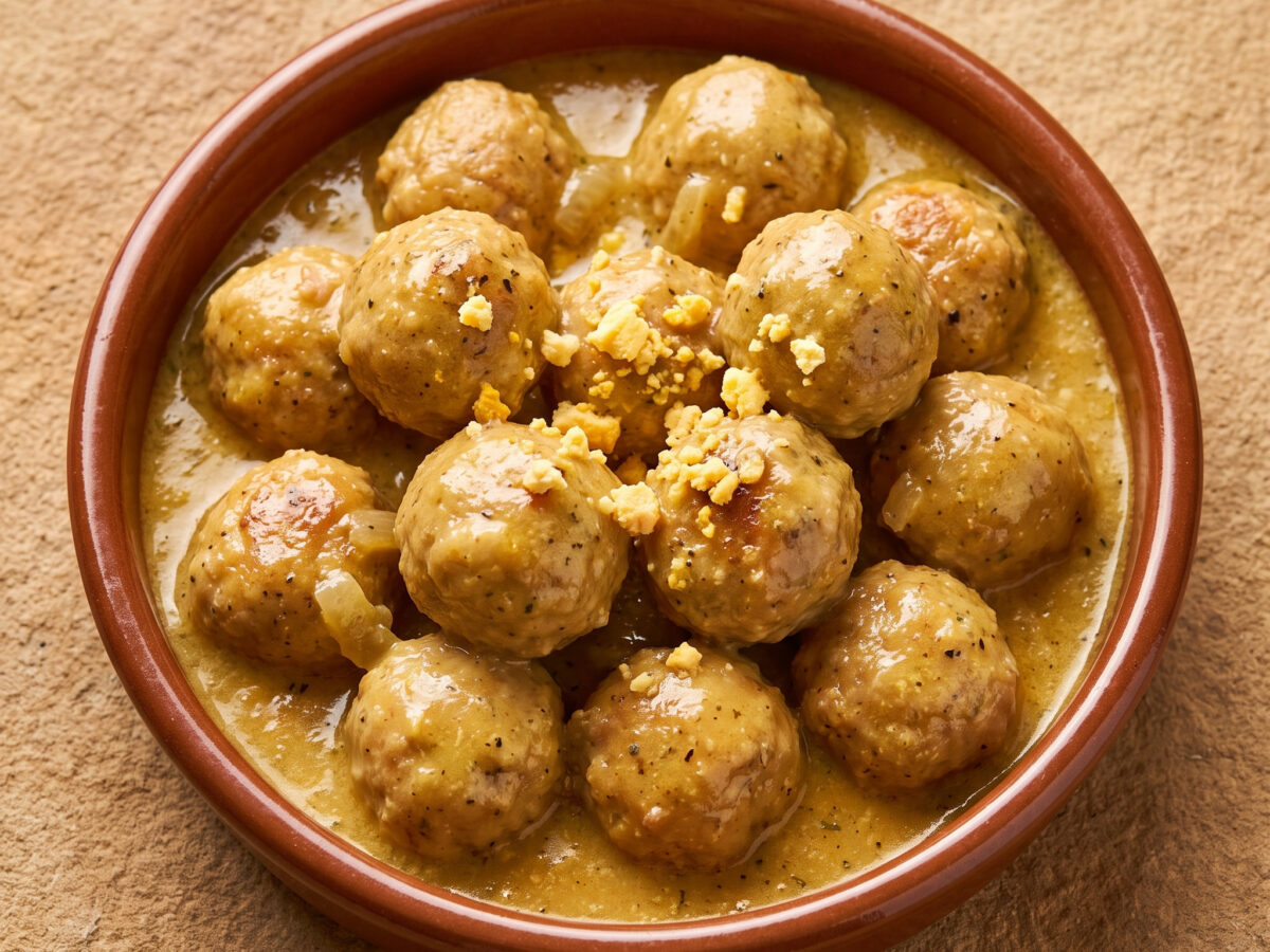 Albóndigas de gallina en pepitoria