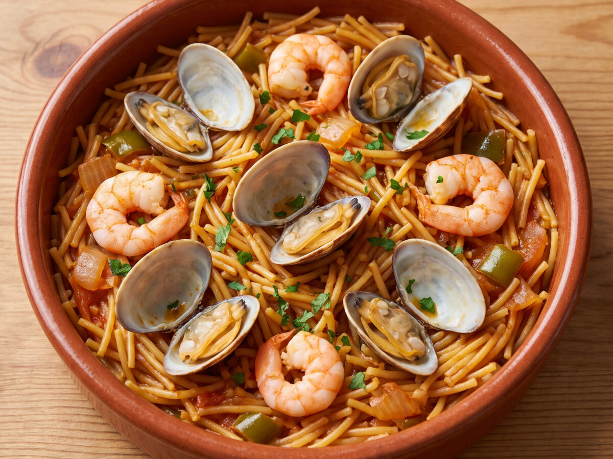 Andalusische Cazuela mit Meeresfrüchten