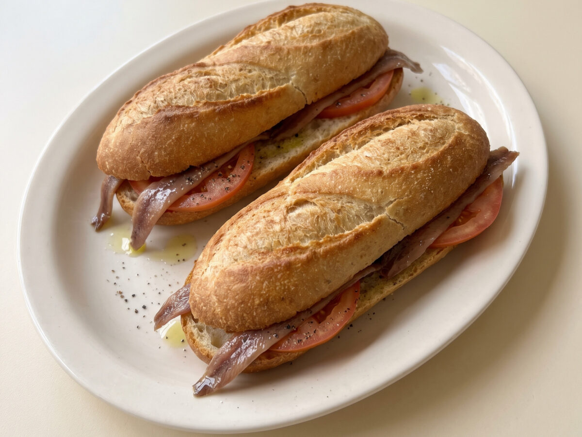 Bocadillo de anchoas del Cantábrico