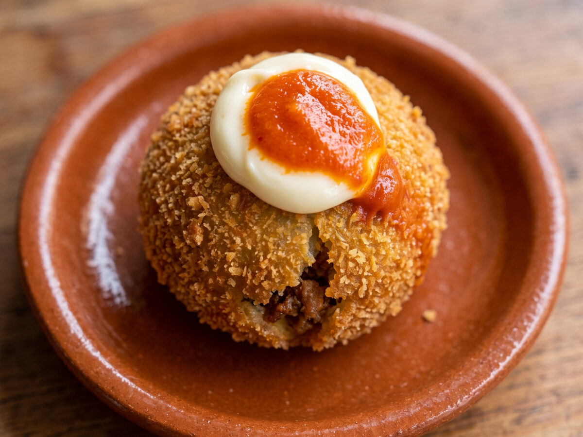 Bomba de la Barceloneta – knusprige Tapa mit Hackfleisch
