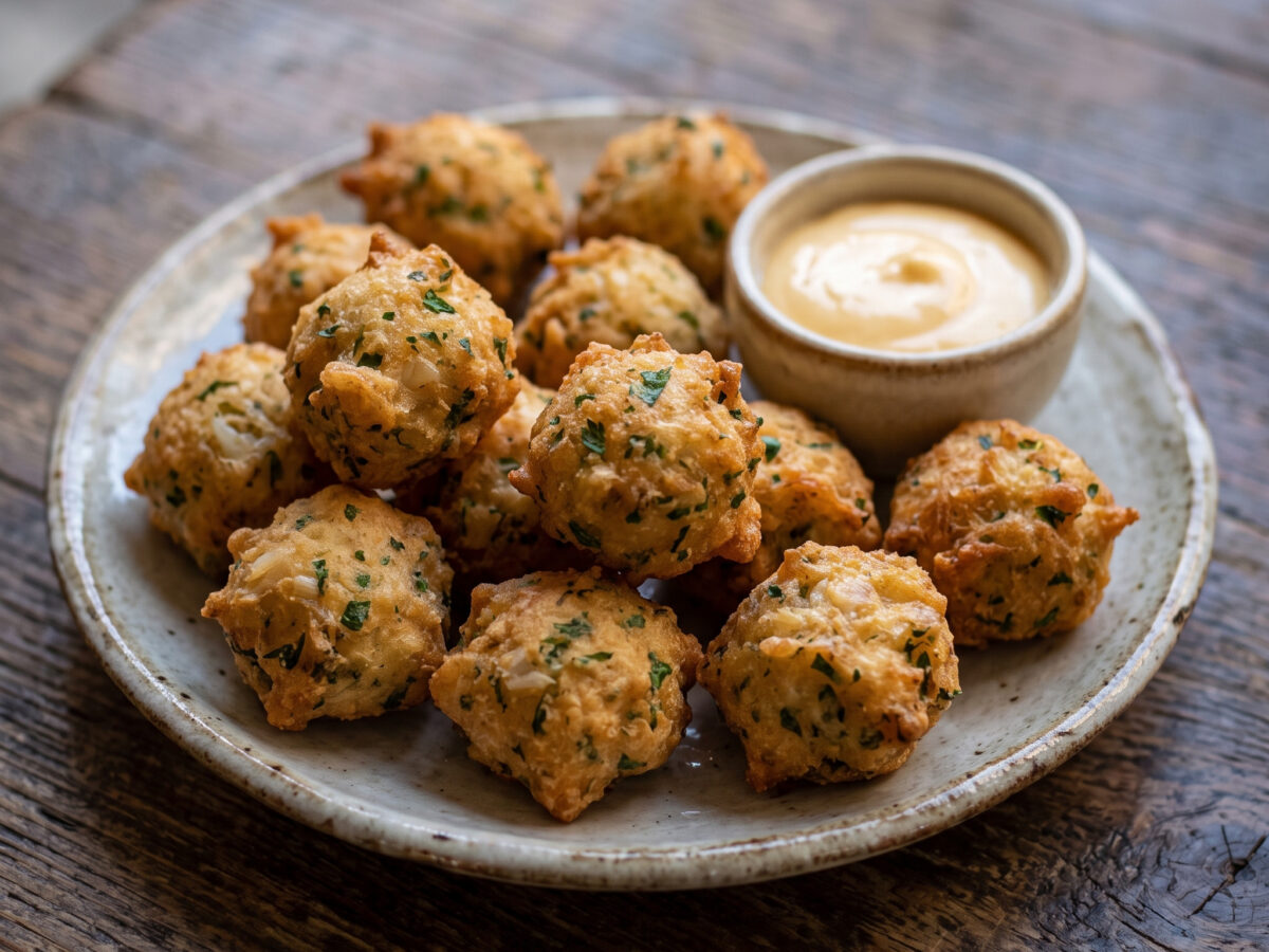 Buñuelos de bacalao y alioli de miel