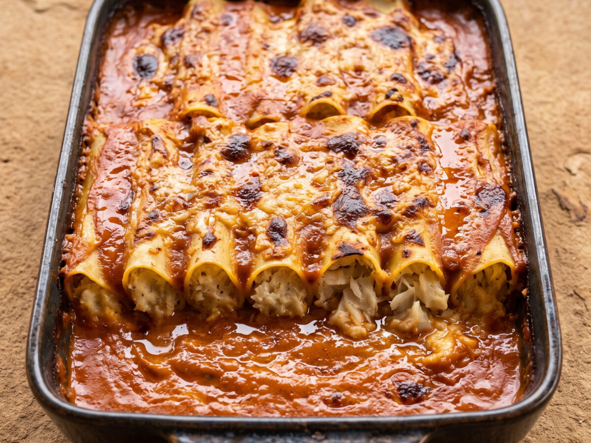 Baskische Canelones mit Bacalao und Salsa vizcaína