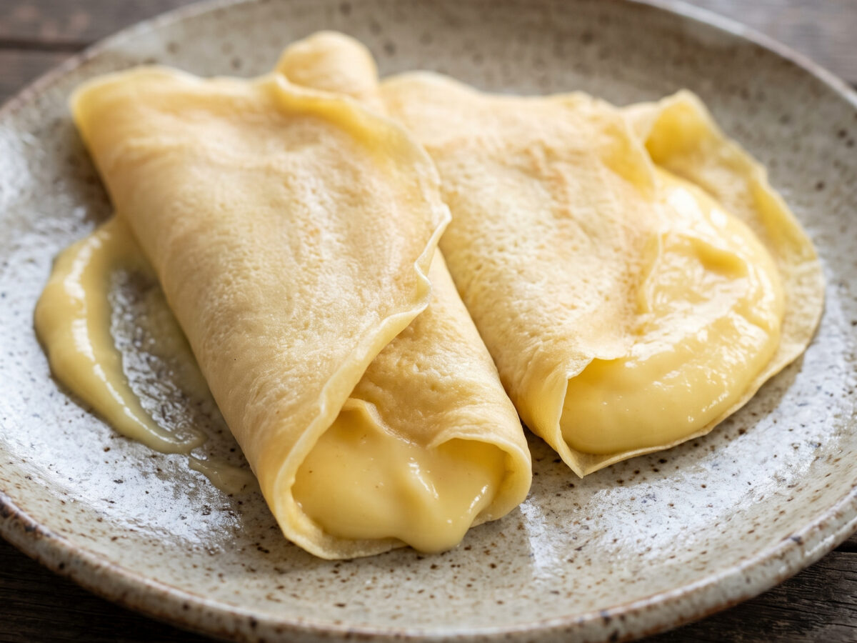 Filloas de Olivenza mit cremigen Natillas