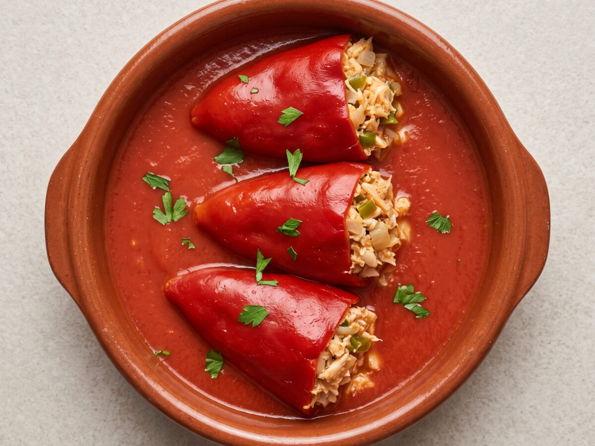 Pimientos rellenos de txangurro