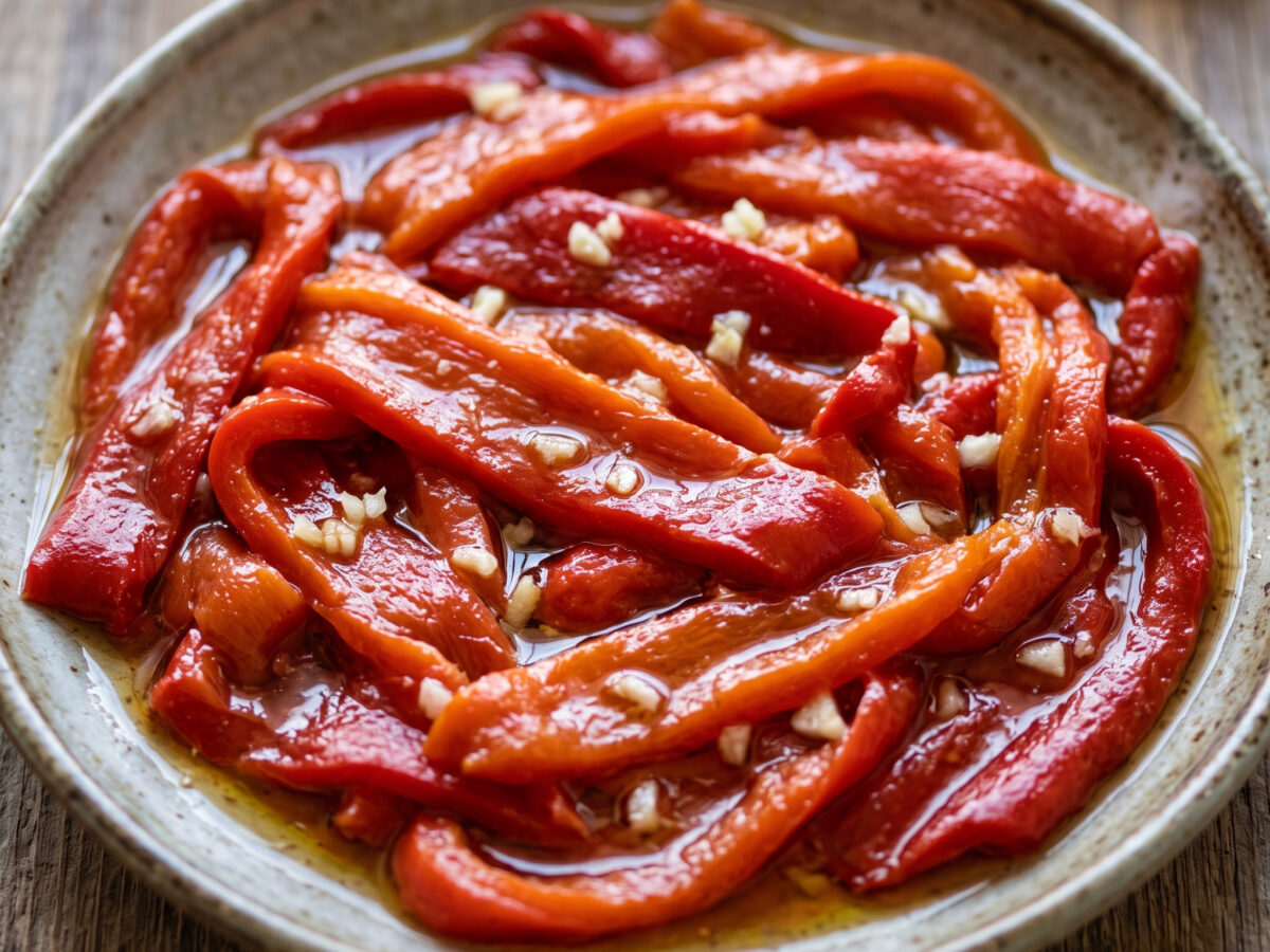 Pimientos morrones asados y aliñados