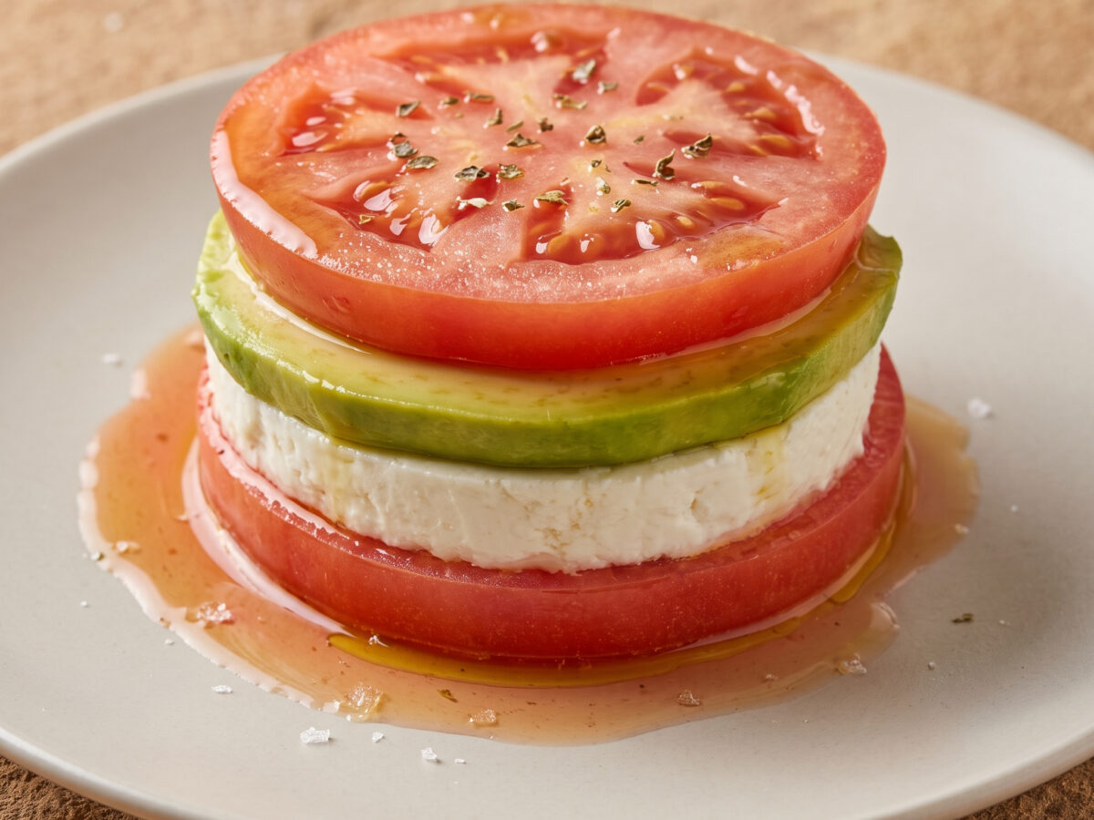 Kantabrische Ensalada de tomate mit queso fresco