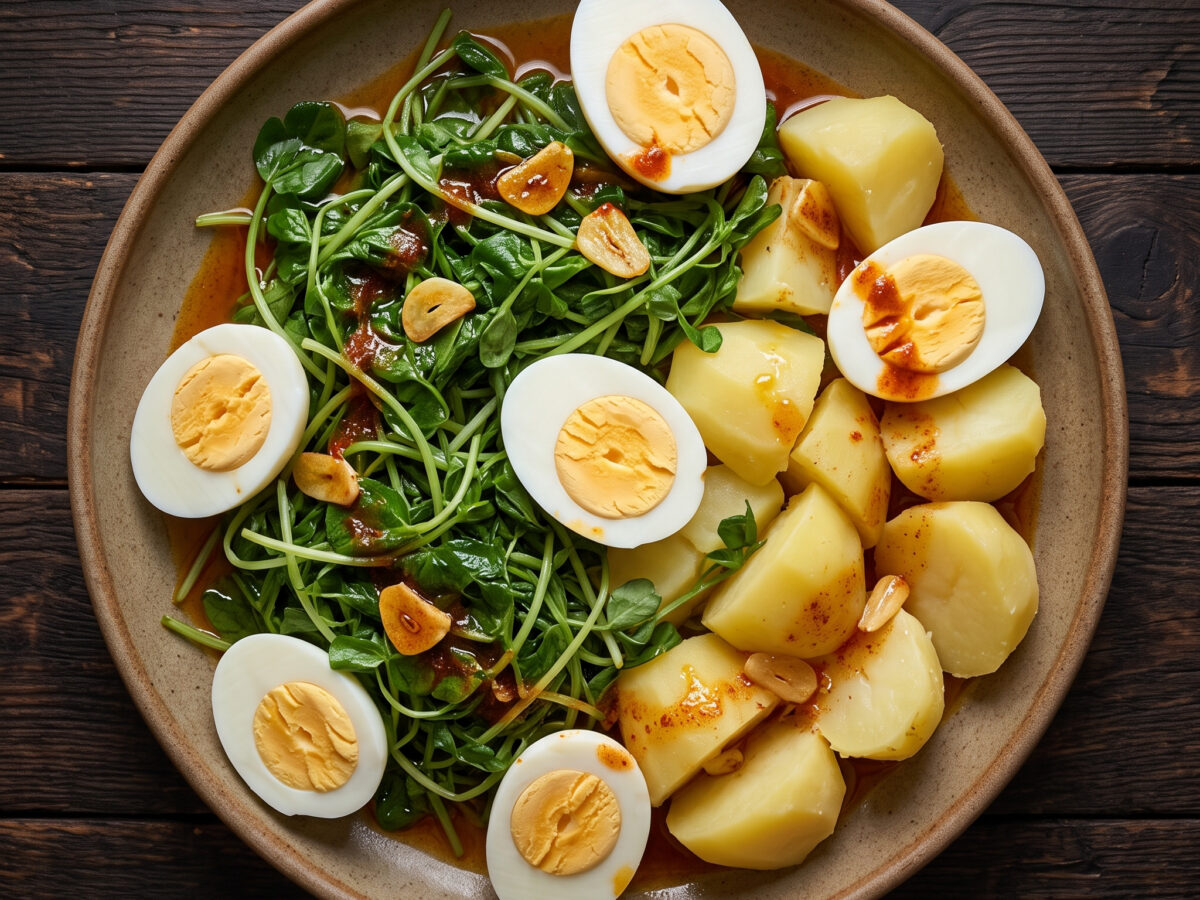 Knoblauch, Paprika und zarte Kohltriebe