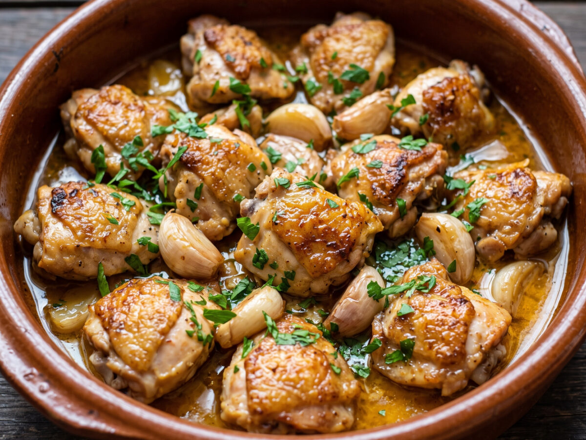 Kräftiges Huhn mit Madrider Ajimoroji-Sauce