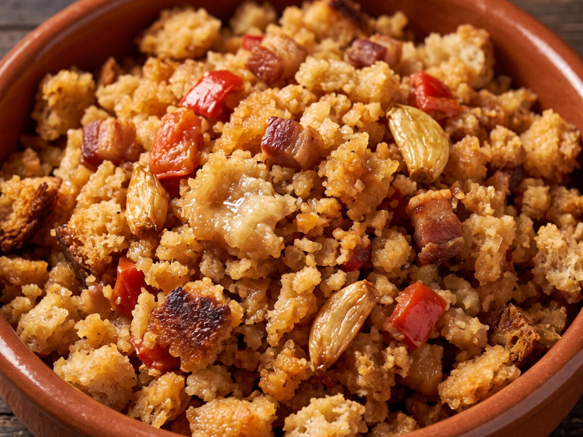 Migas a la gallega: Brotkrumen mit Panceta und Paprika