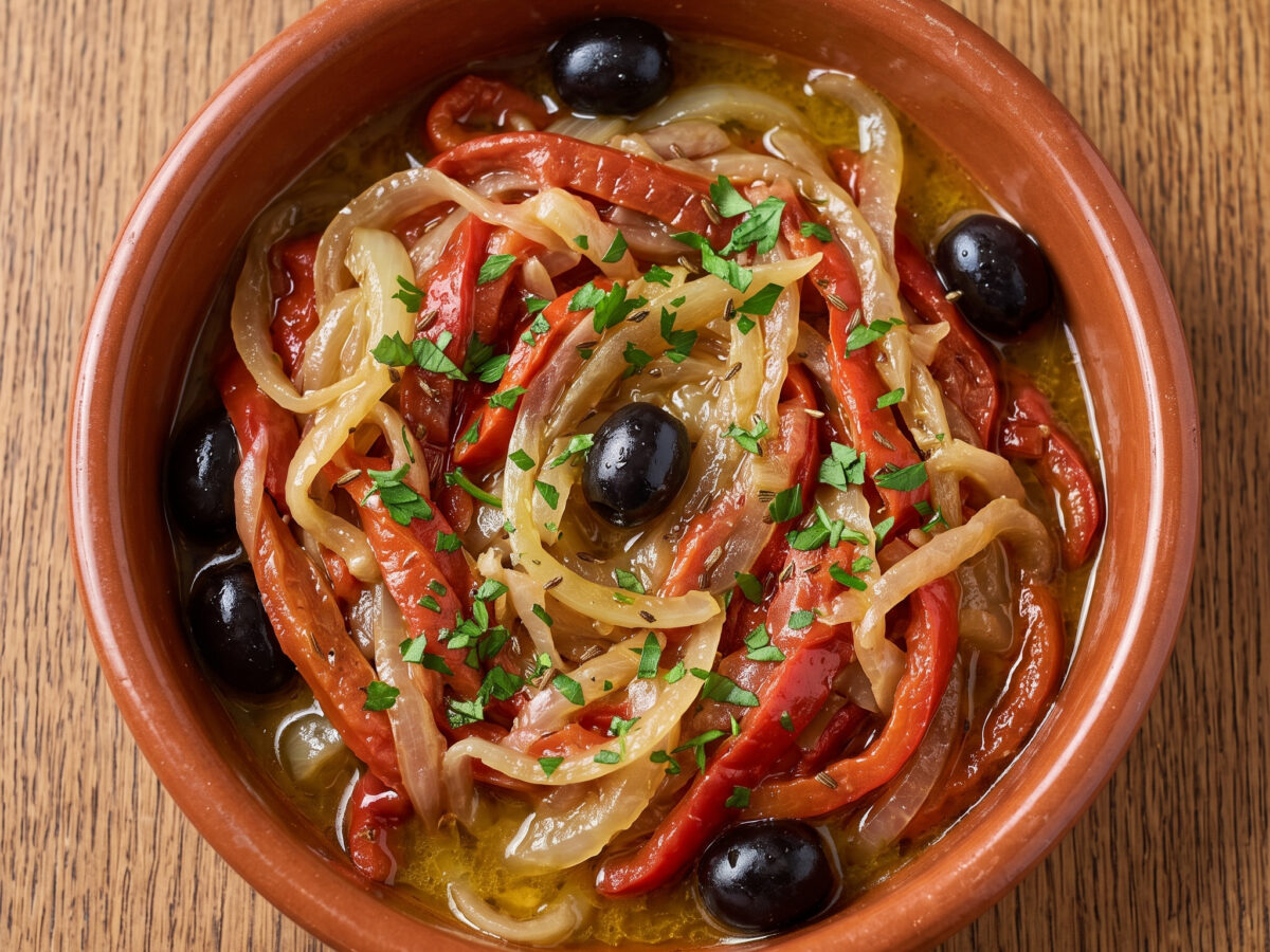 Mojete manchego: Ofenpaprika mit Knoblauch-Kümmel-Dressing