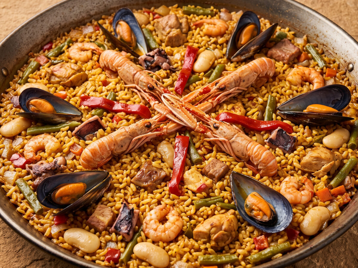 Paella Camardiel: Madrider Paella mit Fleisch und Meeresfrüchten