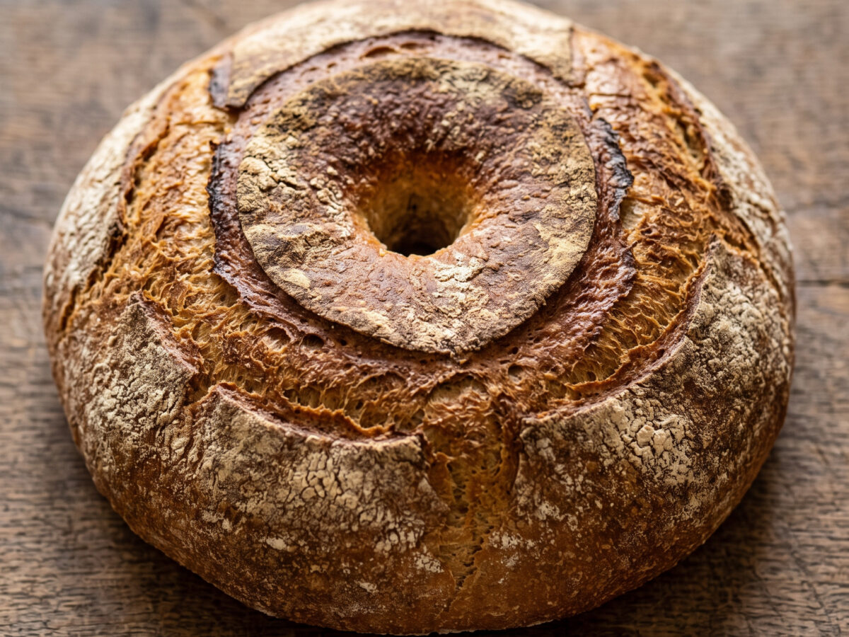 Rustikales Brot mit der typischen Mittelöffnung