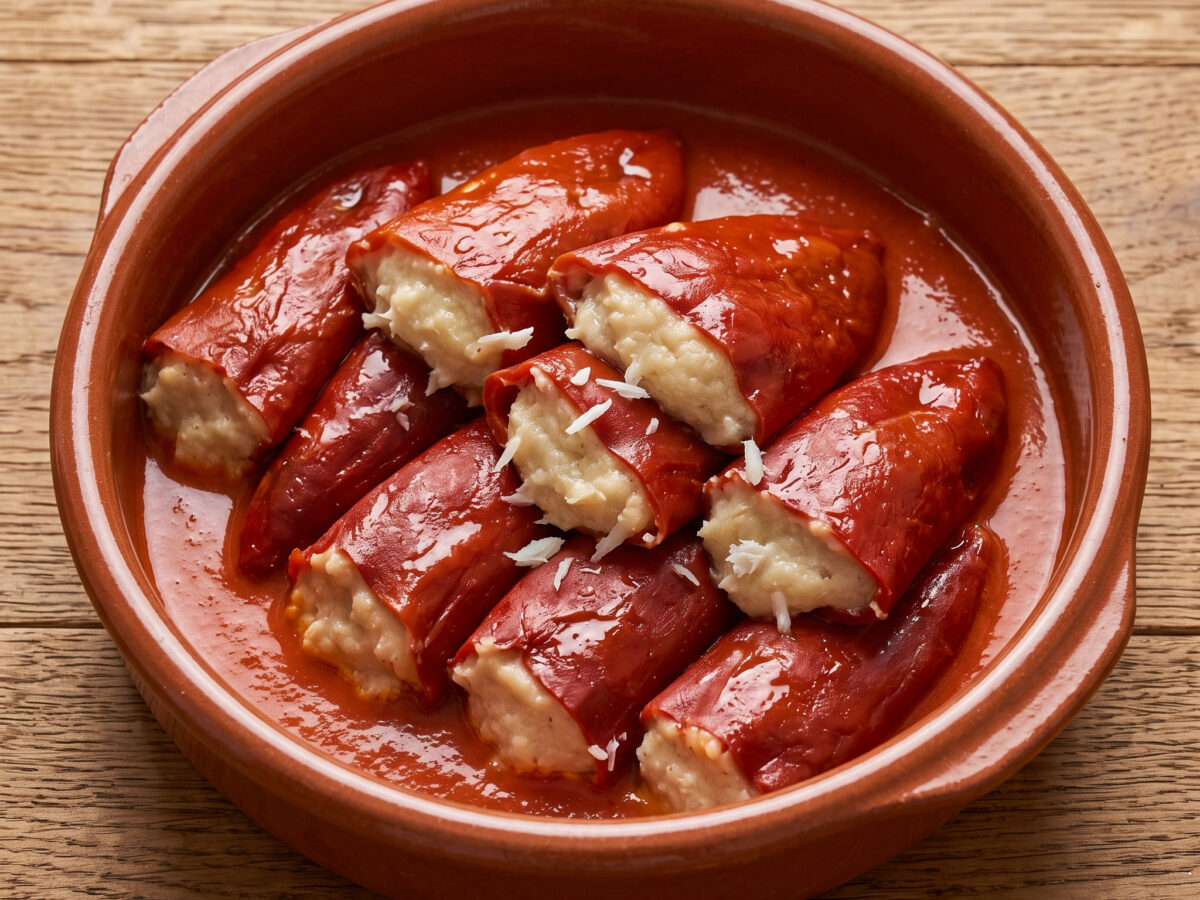 Pimientos del piquillo rellenos de bacalao