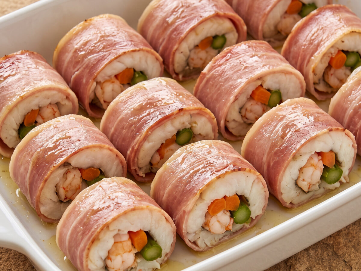 Rollitos de lenguado con langostinos