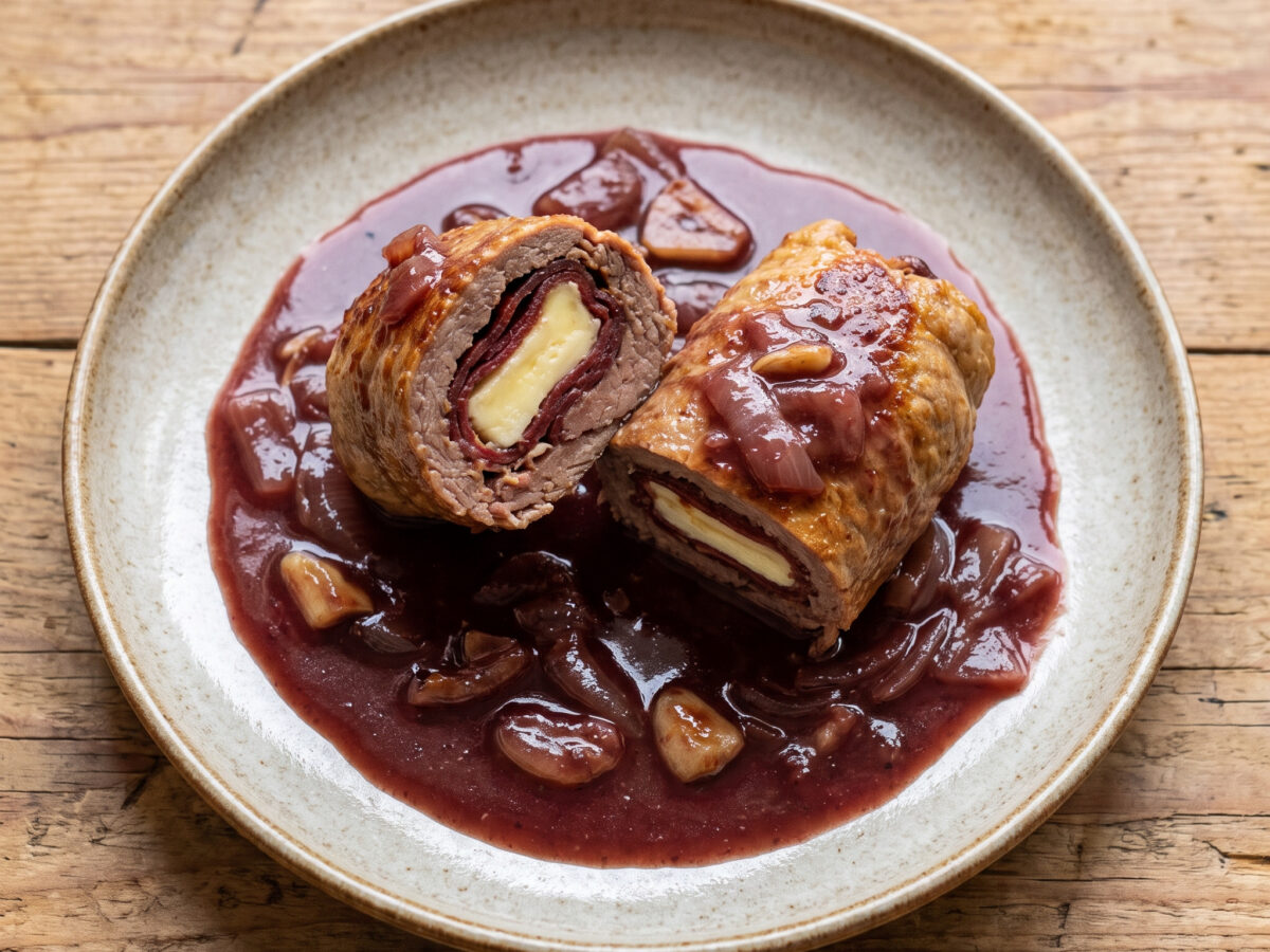 Rollos de ternera mit Cecina und Ziegenkäse