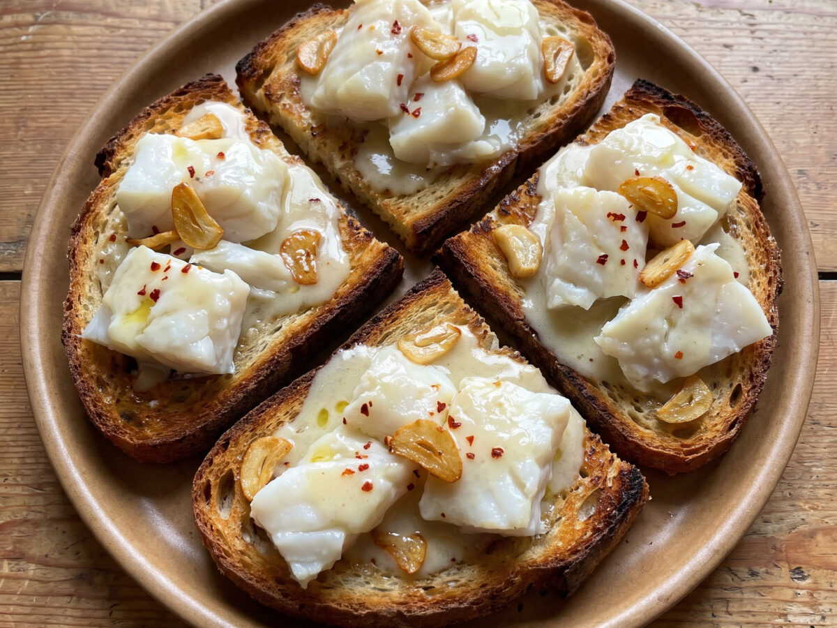 Tosta de bacalao al pil-pil aus dem Baskenland