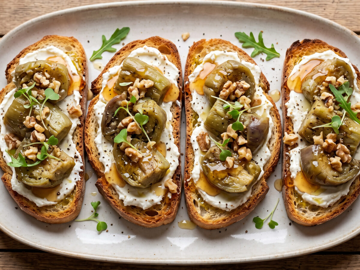Tosta de berenjena de Almagro mit Miel de La Alcarria